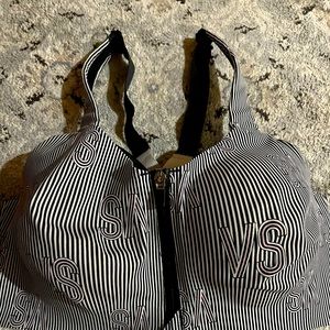Victoria Secret white and black stripe sports bra